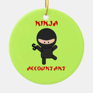 Ninja Accountant with Dollar Sign Ceramic Tree Decoration
