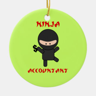 Ninja Accountant with Dollar Sign Ceramic Tree Decoration