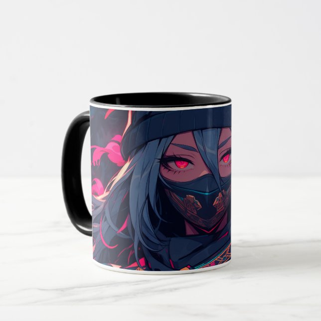 Ninja and her wolves anime art mug (Front Left)