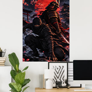 Ninja and Samurai Fantasy Art Japanese Warriors Pa Poster