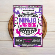 Ninja Athletic Warrior Pink Purple Birthday Party