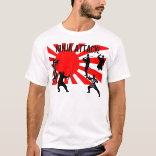 Ninja Attack black ninjas on japanese flag T-Shirt