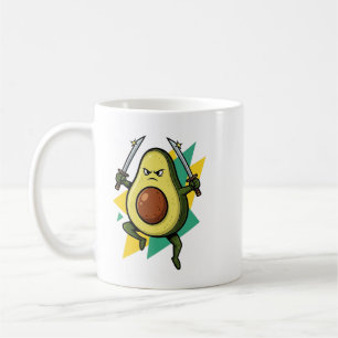 Ninja Avocado Cartoon – Funny Fruit Warrior Vector Coffee Mug