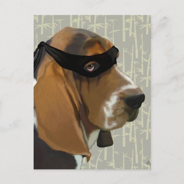 Ninja Basset Hound Dog Postcard (Front)