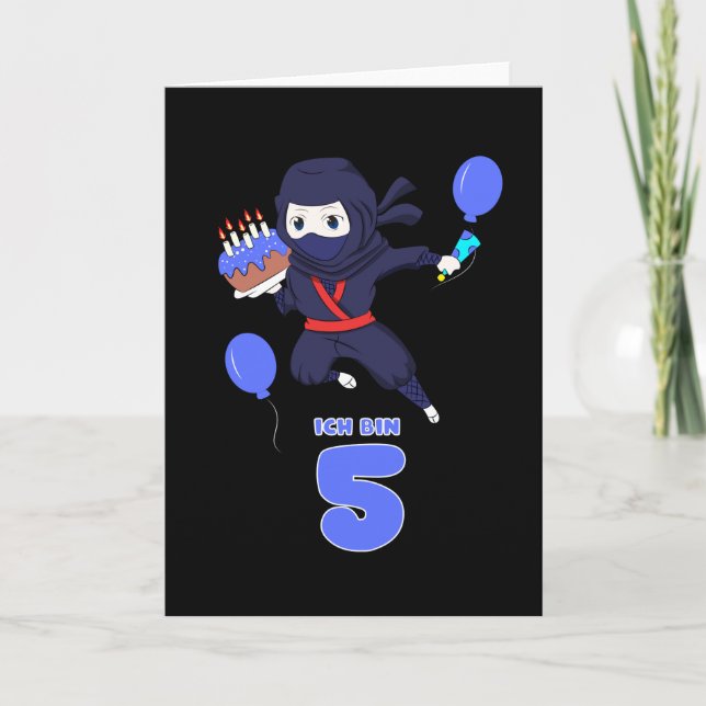 NINJA BIRTHDAY 5 5th Birthday Boy Comic Lover Card (Front)