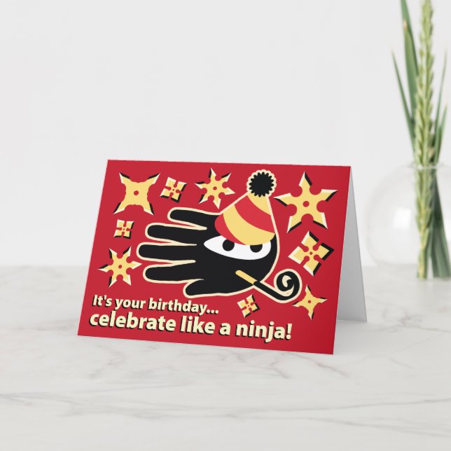Ninja Birthday Card. Celebrate like a ninja Card (Front)
