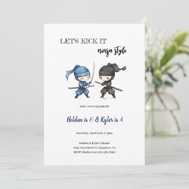 ninja birthday invitation (Standing Front)