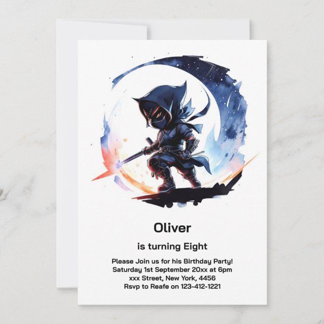 Ninja Birthday Invitation (Front)