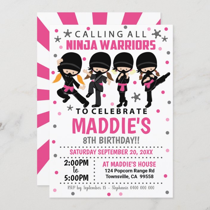 Ninja Birthday Invitation Girl Ninja