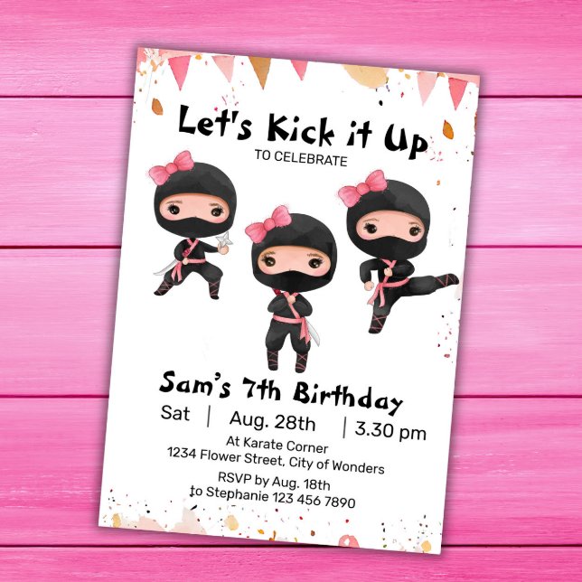 Ninja Birthday Invitation - Ninja Girl Party (Creator Uploaded)