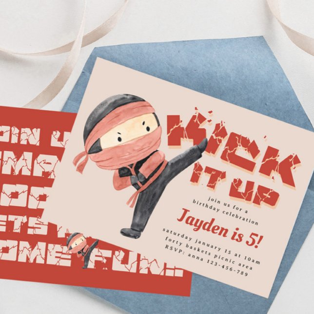 Ninja Birthday, Karate Martial Arts, Kick it up Invitation (Creator Uploaded)