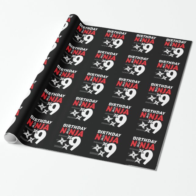 Ninja Birthday Party - Birthday Ninja 9 Wrapping Paper (Unrolled)