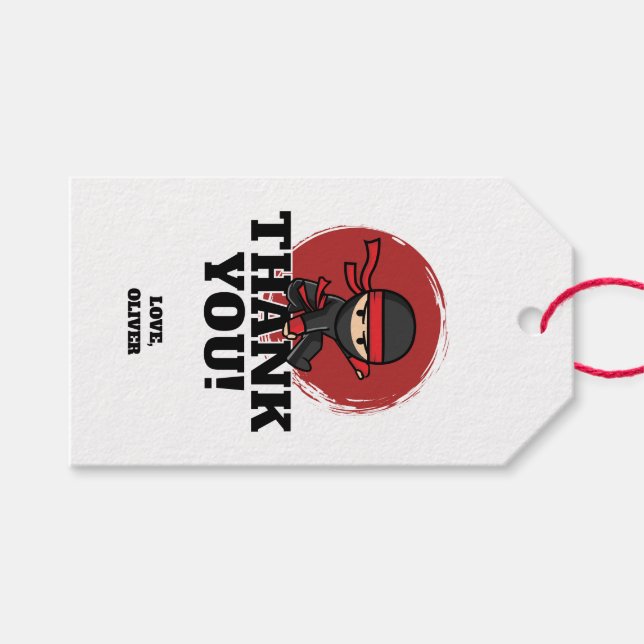 Ninja Birthday Party Gift Tags (Front (Horizontal))