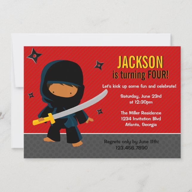 Ninja Birthday Party Invitation (Front)