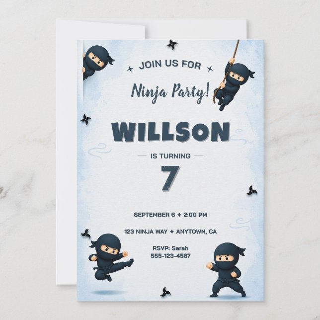 Ninja Birthday Party Invitation (Front)