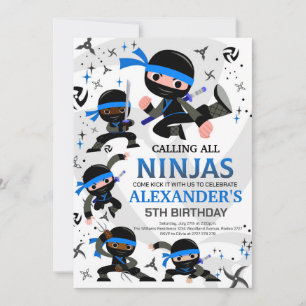 Ninja Birthday Party Invitation Karate Party Blue