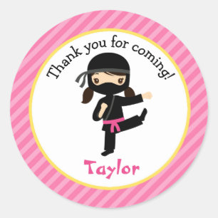 Ninja Birthday Stickers (Personalised Girl Favour)