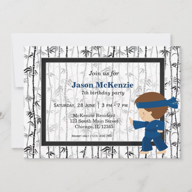 Ninja birthday theme invitation (Front)