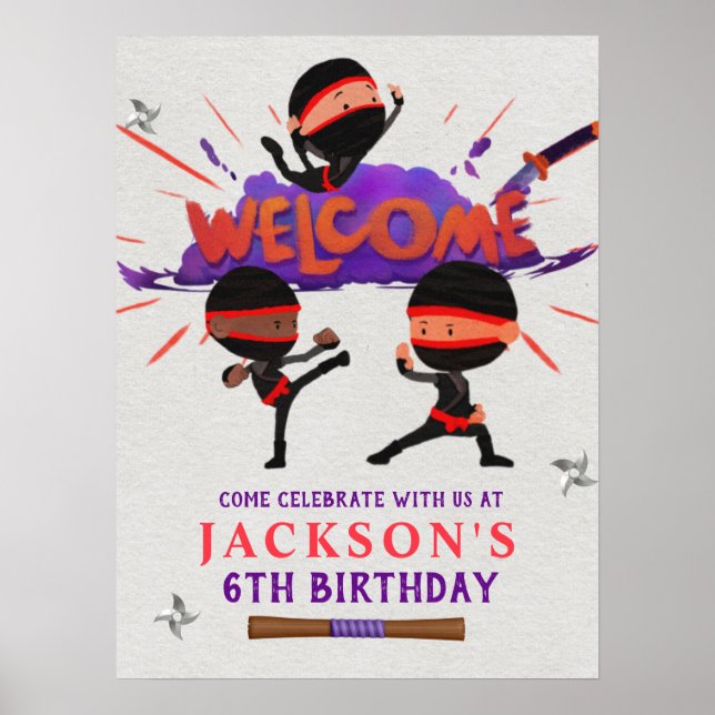 Ninja Birthday Welcome Sign (Front)