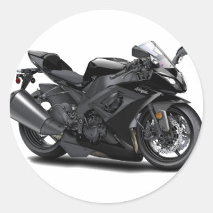 Ninja Black Bike Classic Round Sticker