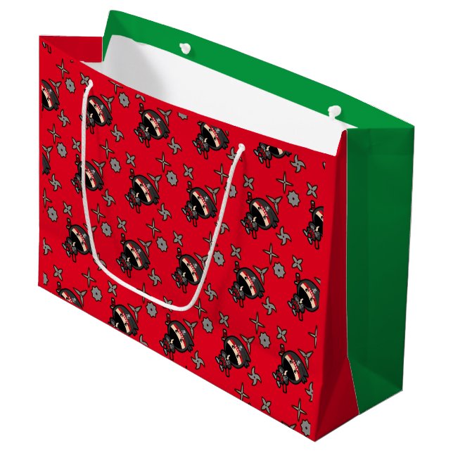 Ninja Boy Christmas Large Gift Bag (Front Angled)