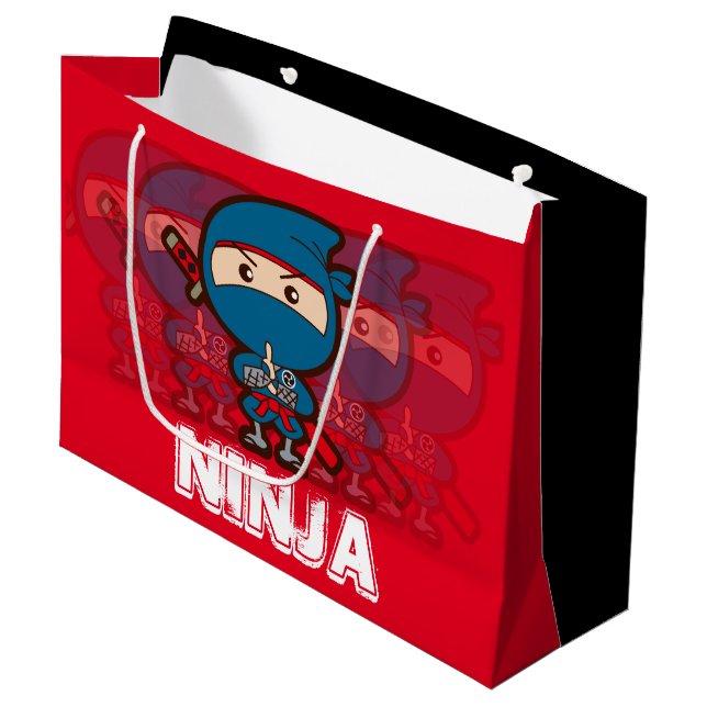 Ninja Boy Christmas Large Gift Bag (Front Angled)