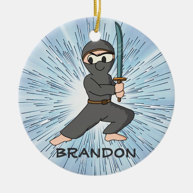 Ninja Boy  Design Ornament (Front)