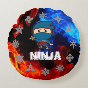 Ninja Boy Round Cushion
