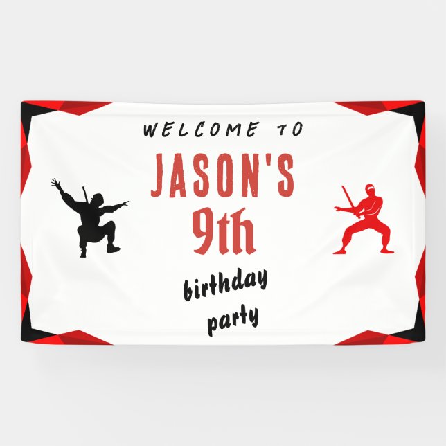 Ninja Boy's Birthday Party Welcome Banner (Horizontal)