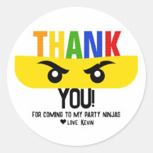 Ninja Bricks Building Blocks Birthday Thank You