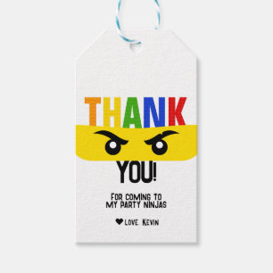 Ninja Bricks Building Blocks Birthday Thank You Gift Tags