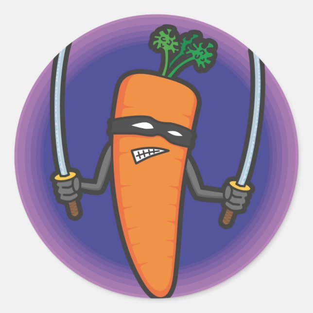 Ninja Carrot Classic Round Sticker (Front)