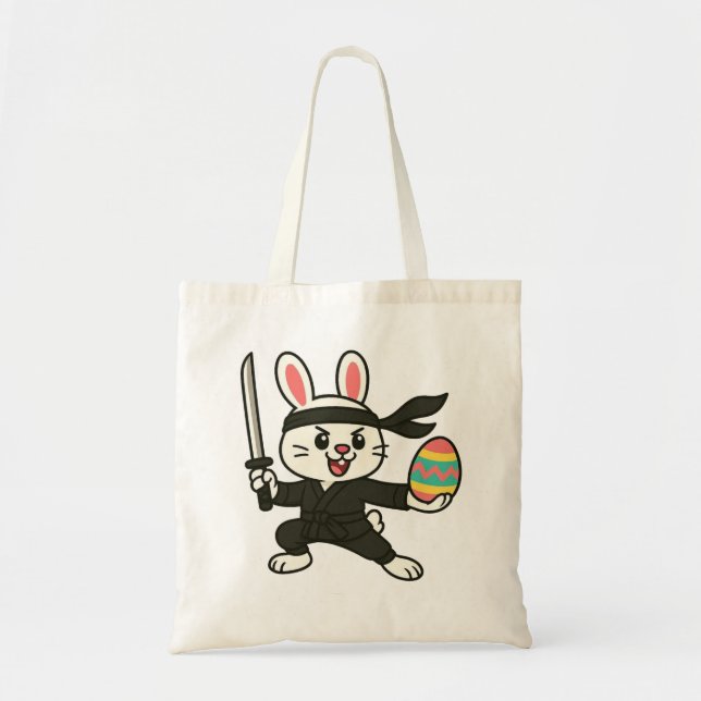 Ninja cartoon Easter bunny/rabbit Tote Bag (Front)