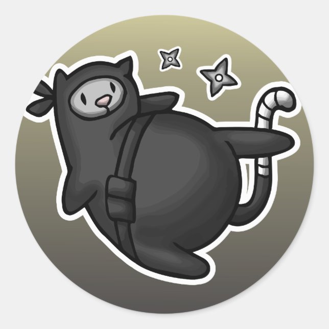 Ninja Cat Classic Round Sticker (Front)