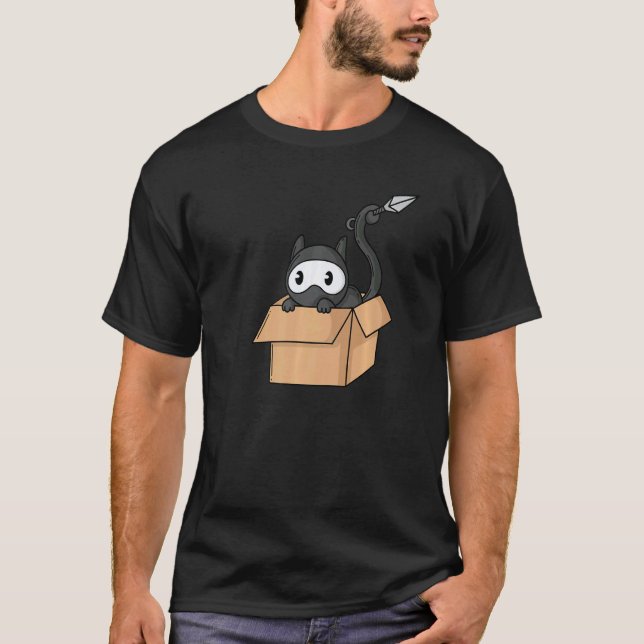 Ninja Cat in Box T-Shirt (Front)