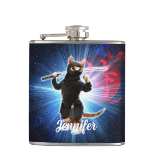 Ninja Cat in space. Hip Flask