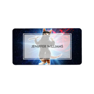 Ninja Cat in space.                                Label