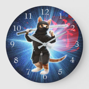 Ninja Cat in space.                                Large Clock
