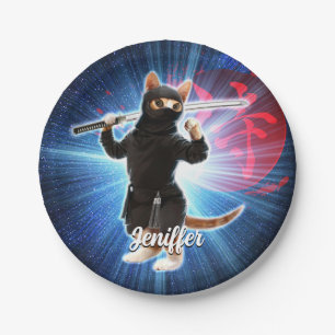 Ninja Cat in space. Paper Plate