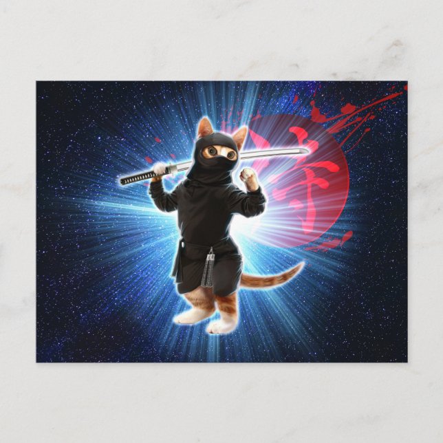 Ninja Cat in space.                                Postcard (Front)