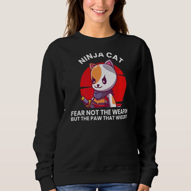 Ninja Cat  Ninjas Karate  Warrior Graphic Sweatshirt (Front)