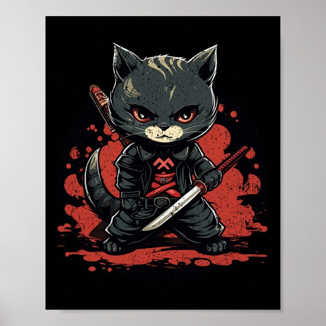 Ninja Cat Samurai Cat  Poster (Front)