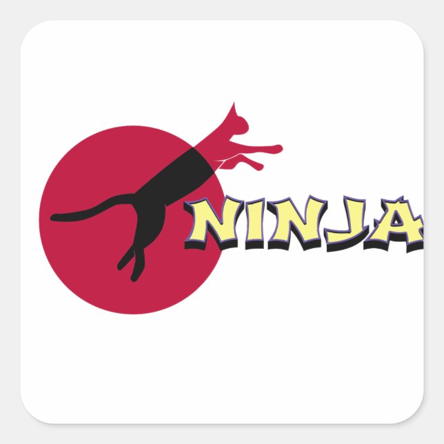 Ninja Cat Square Sticker (Front)