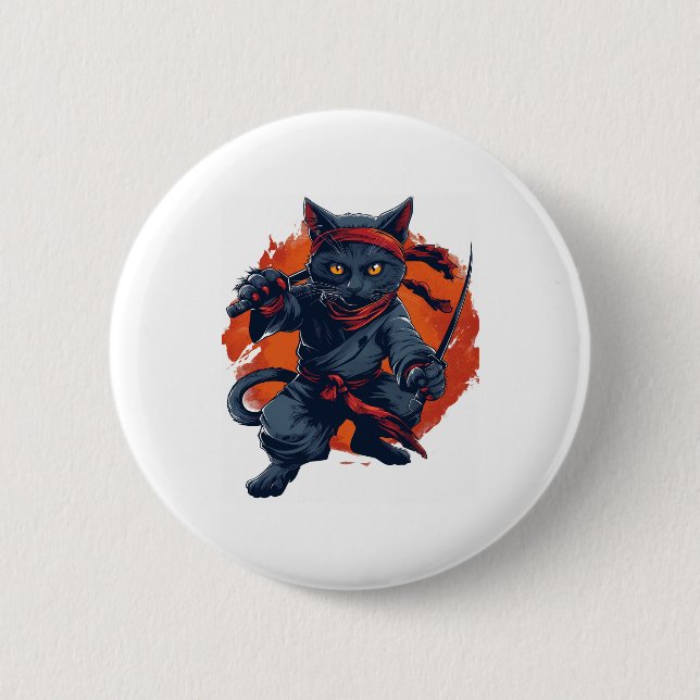 Ninja Cat Stealth 6 Cm Round Badge (Front)