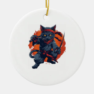 Ninja Cat Stealth Ceramic Ornament