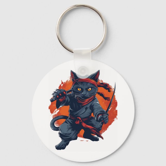 Ninja Cat Stealth Key Ring (Front)