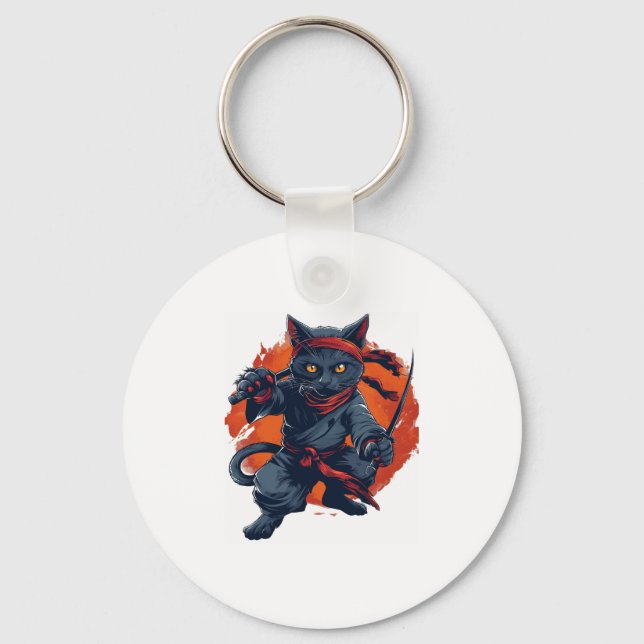 Ninja Cat Stealth Key Ring (Front)