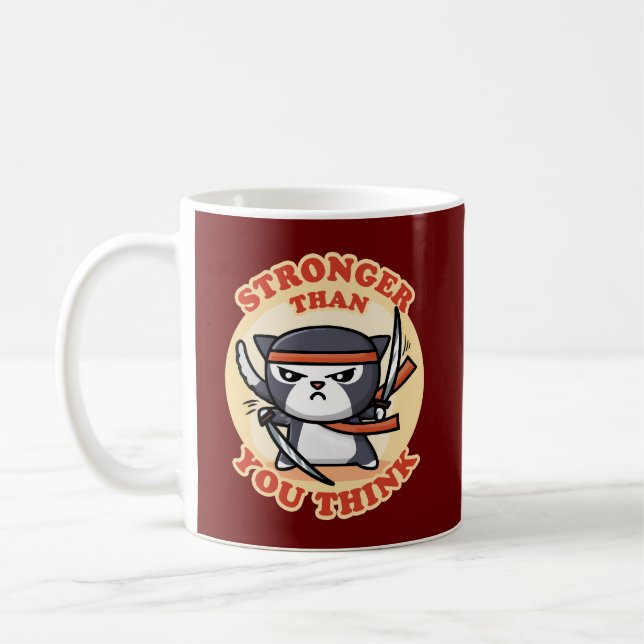 Ninja Cat | Stronger Than You Think Coffee Mug (Left)