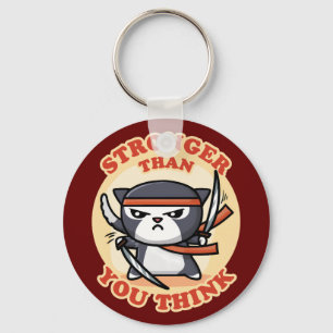 Ninja Cat Stronger Than You Think Key Ring