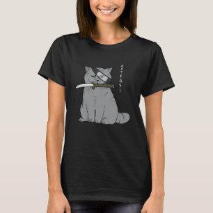 Ninja Cat with Samurai Sword In Mouth 1 T-Shirt